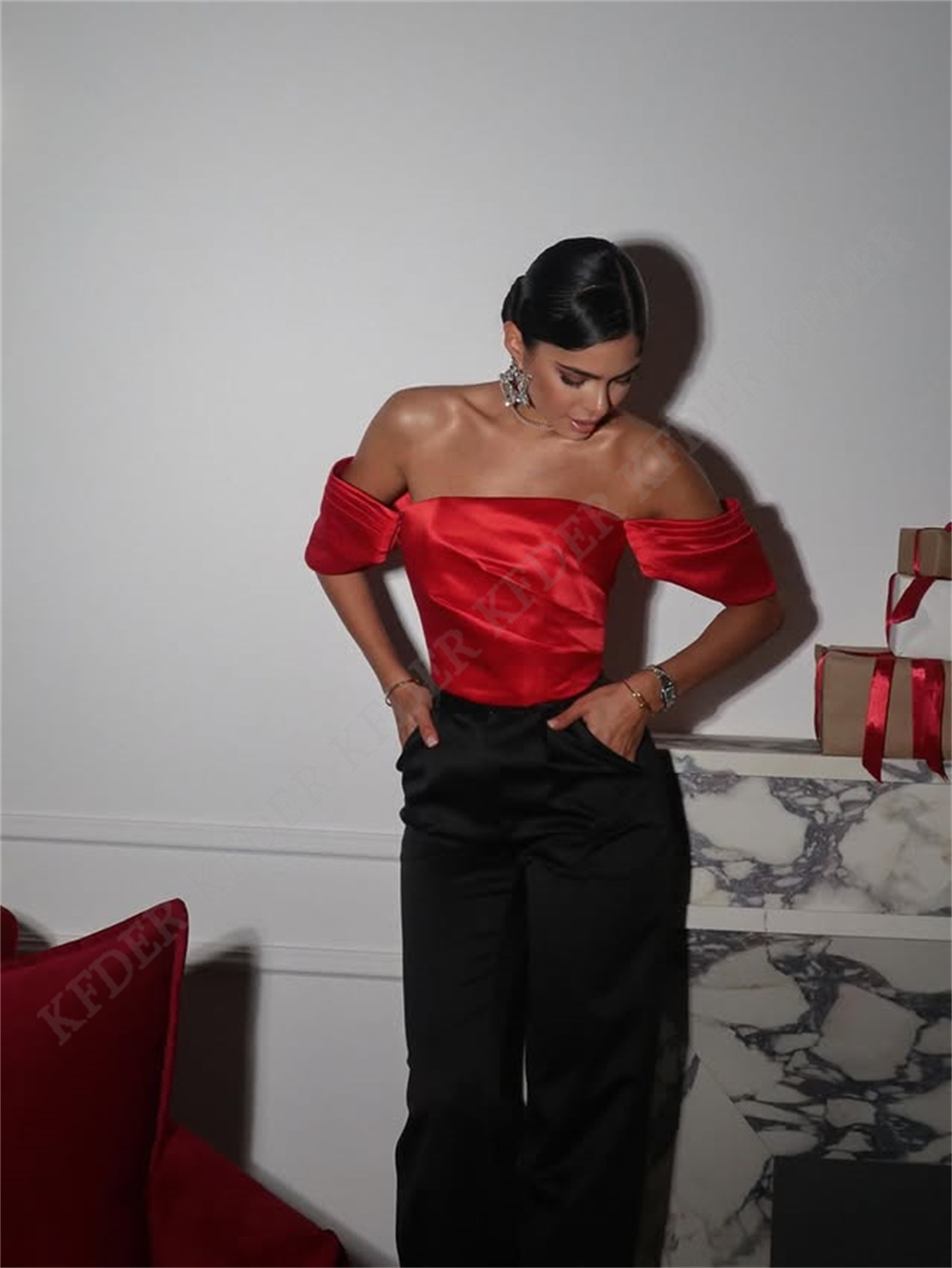 Off Shoulder Satin Blouse Wome - đánh giá và giá Women Formal Blouses For Evening Wear