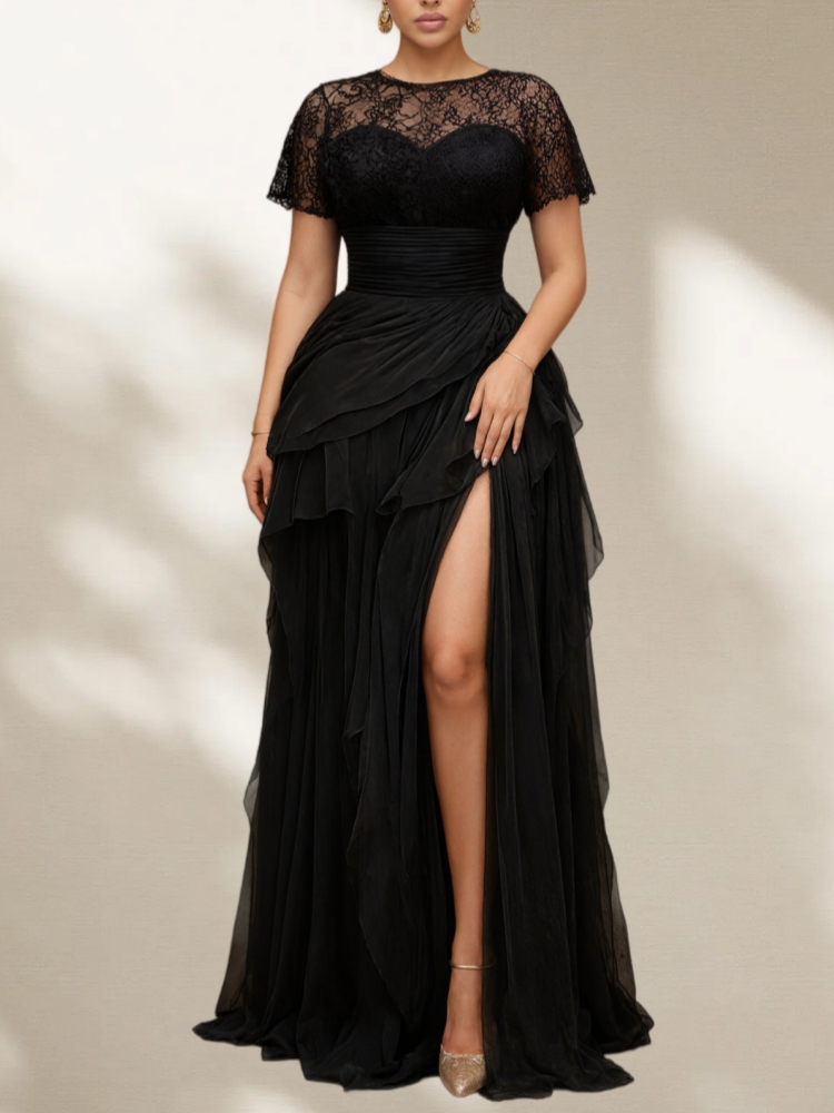 Elegant Plus Size Lace Mesh Ev - đánh giá và giá Female Formal Wear