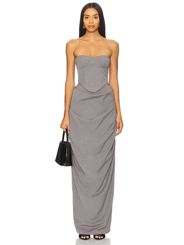 Grey Off Shoulder Corset Ruche - đánh giá và giá Female Formal Wear