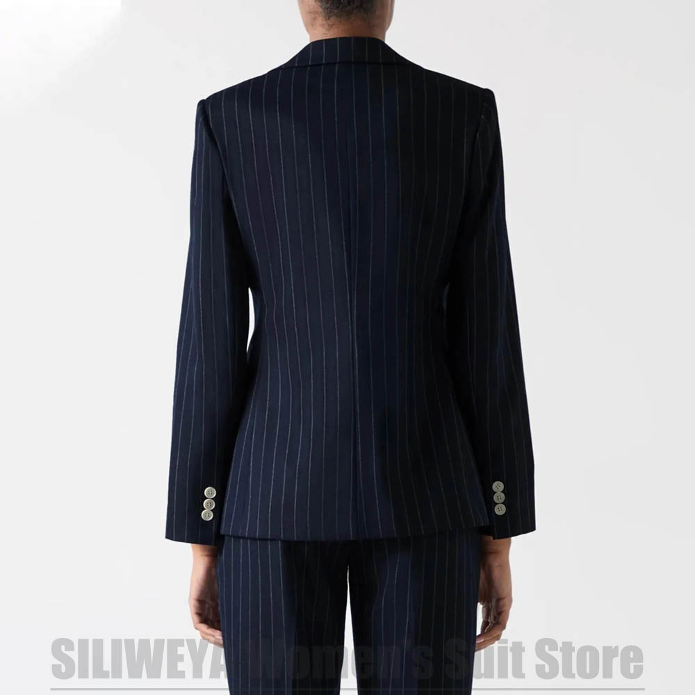 Women's Navy Blue Striped Suit - đánh giá và giá Women Formal Wear For Meeting
