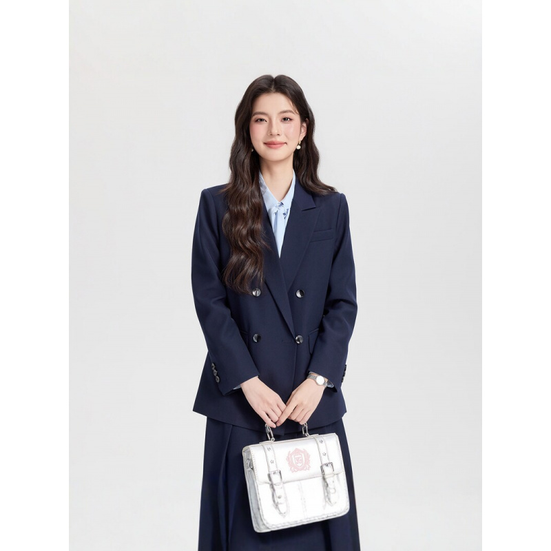 Navy blue double-breasted wome - đánh giá và giá Women Formal Wear For Interview