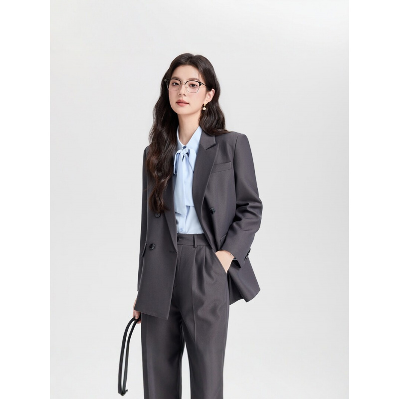 Navy blue double-breasted wome - đánh giá và giá Women Formal Wear For Interview