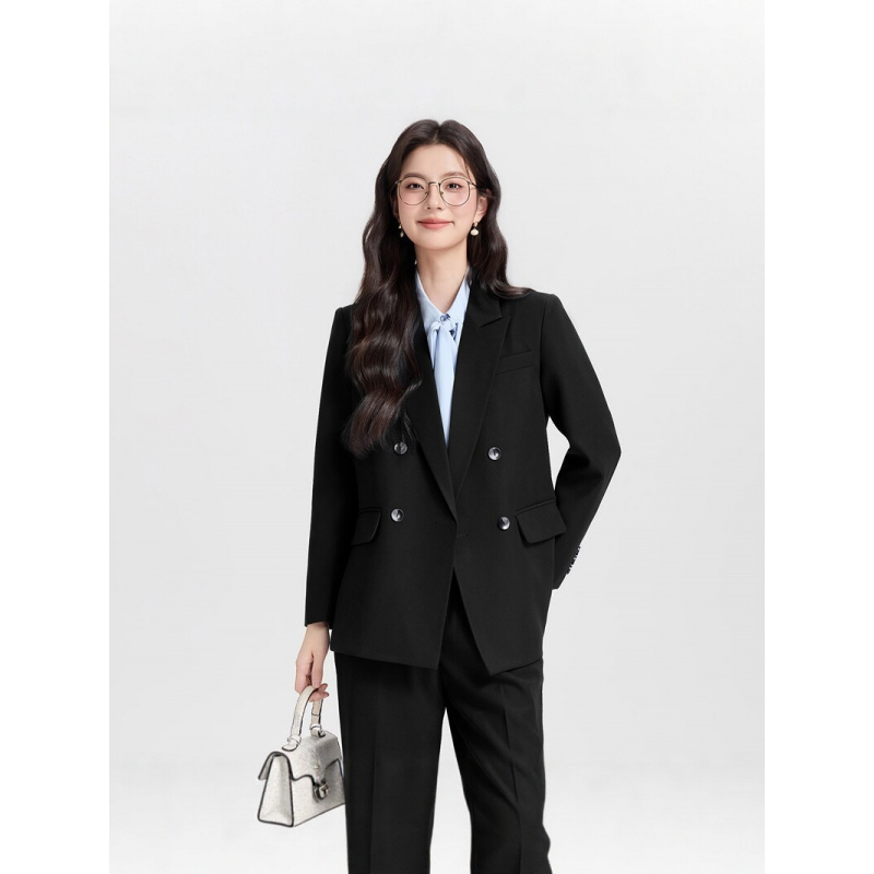 Navy blue double-breasted wome - đánh giá và giá Women Formal Wear For Interview