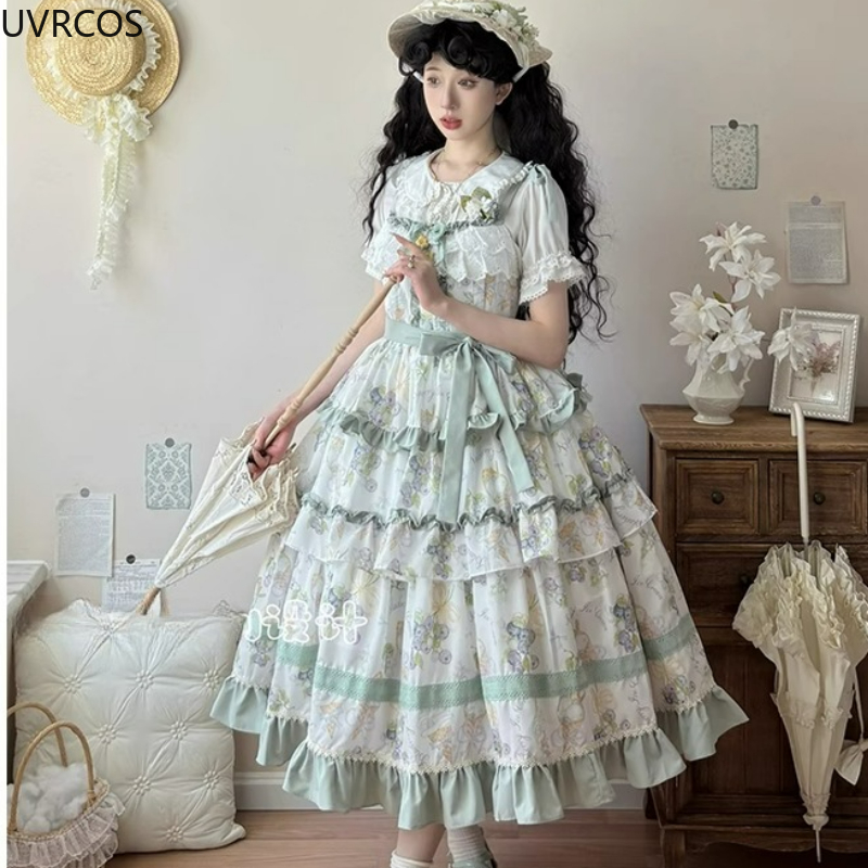 Kawaii Cute Grape Print Ruffle - đánh giá và giá Victorian Women'S Formal Wear