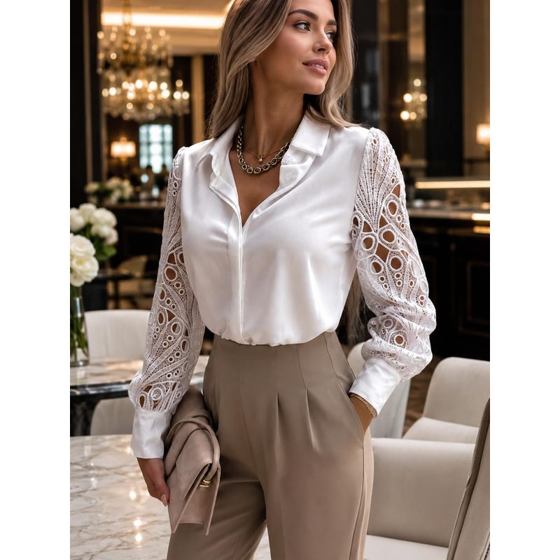 Women Button Down Satin Blouse - đánh giá và giá Women Formal Wear For Meeting